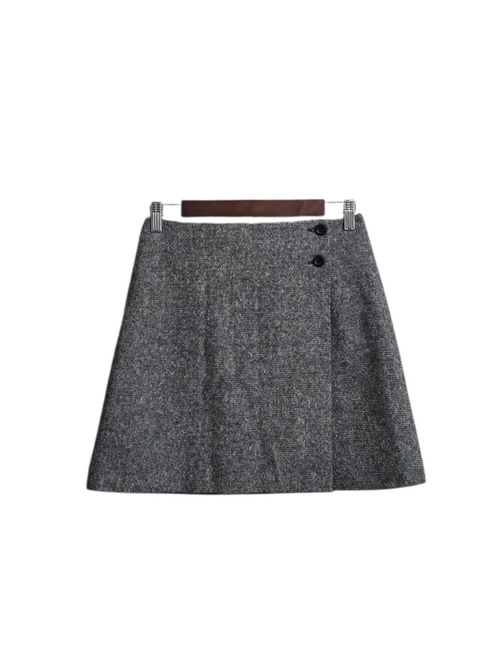 Hugo Buscati Wool Blend A-Line Faux Wrap Mini Skirt Sz 4
